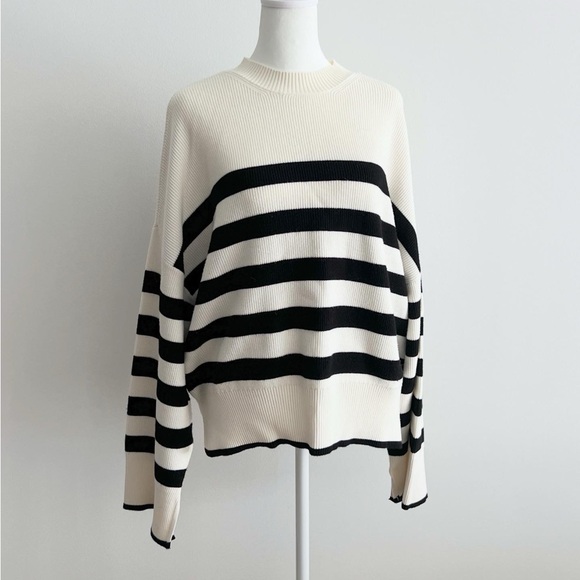 Dynamite Sweaters - Dynamite Black and White Striped Sweater
